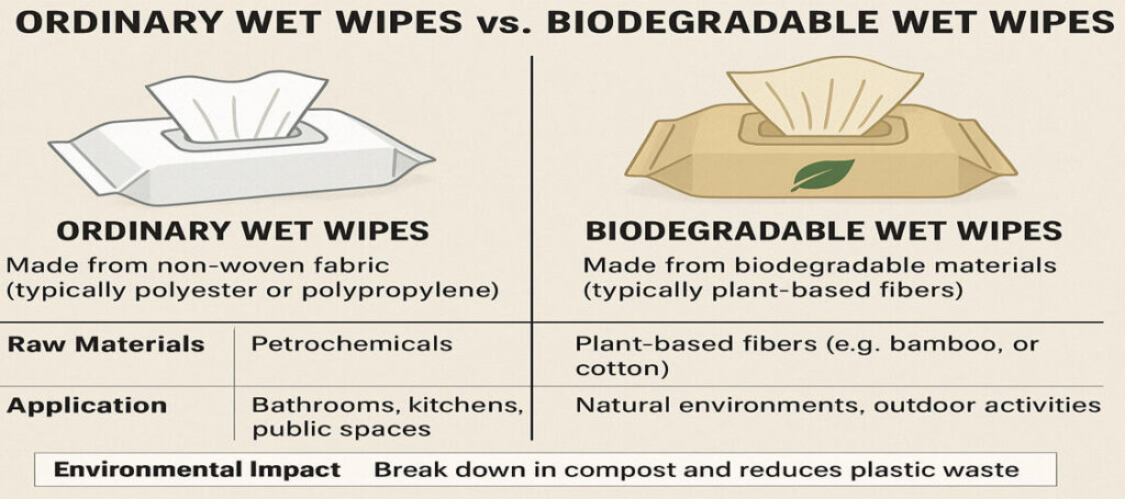 different between orfinary wipes and biodegradable wipes