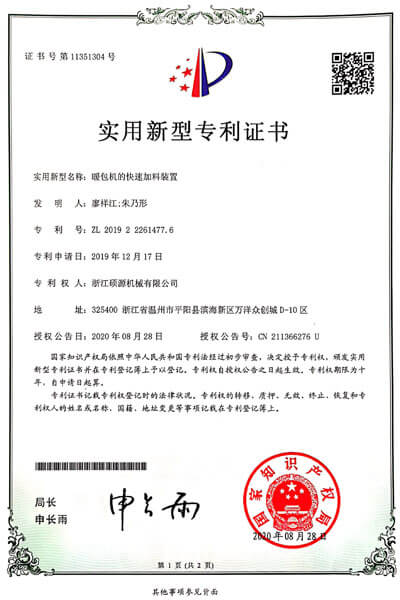 Patent Certificate 1